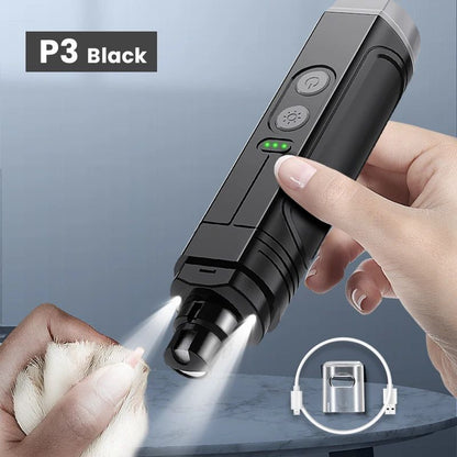 ROJECO P3 Lixador de Unhas Elétrico para Pets Aparador de Unhas de Cachorro com 2 Luzes LED Recarregável Ferramentas para Aparar Unhas de Gato