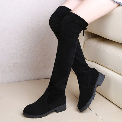 Winter women new knee high boots Outdoor suede antislip shoe Roundtoe casual elastic boot Comfortable fashion ladies shoes Botas
