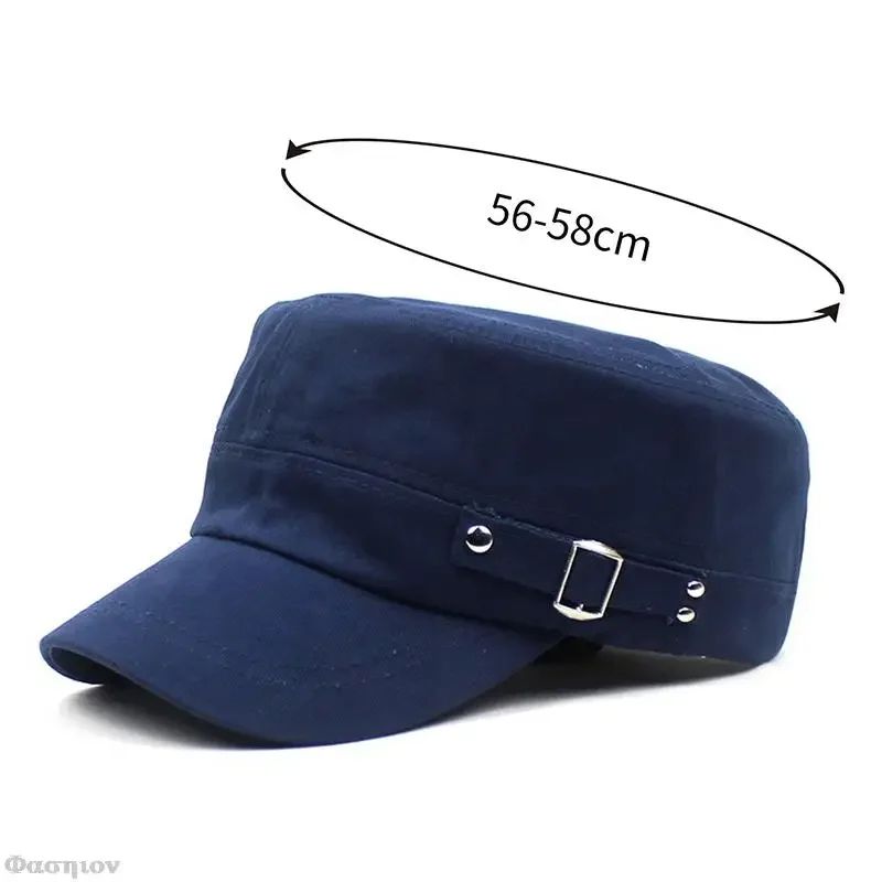 Army Cap Men Women Pure Color Washed Cotton Flat Top Cap Summer Autumn Adjustable Chapeau Visor Hat