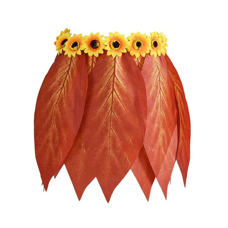 Hawaiian Tropical  Artificial Leaves Floral Boho Beach Dance Skirts Summer Short Hula Grass Party Luau Skirt Costume Sundress