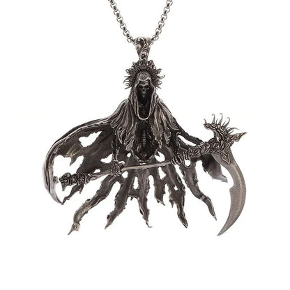 Colar Pingente Ceifador da Morte Gótico Misterioso Diabo Masculino Personalidade Punk Retro Halloween Joias da Moda