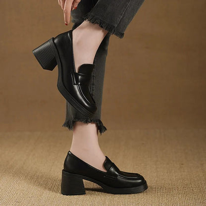 2025 New Fashion Round Toe Cover High Heel Shoes Comfortable Waterproof Table Thick Heel Casual Women's Shoes  Zapatos De Mujer