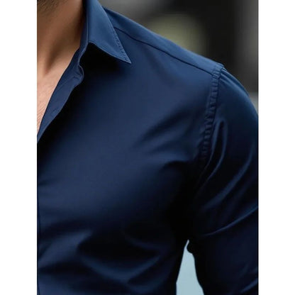Bolubao New Men Shirts Fashion Quality Long Sleeve Casual Solid Color Elastic Four Season Male Business Shirt
