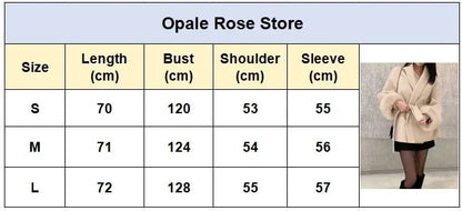 Elegant Lace Up Woolen Overcoat Women Casual Lapel V-neck Full Sleeve Loose Warm Outerwears Lady New Autumn Commute Street Coat