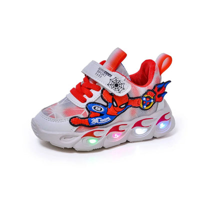 Disney Fashion Spiderman Baby Boys Spring/Autumn Lighted Trendy Kids Boy Sports Casual Children's Sneakers