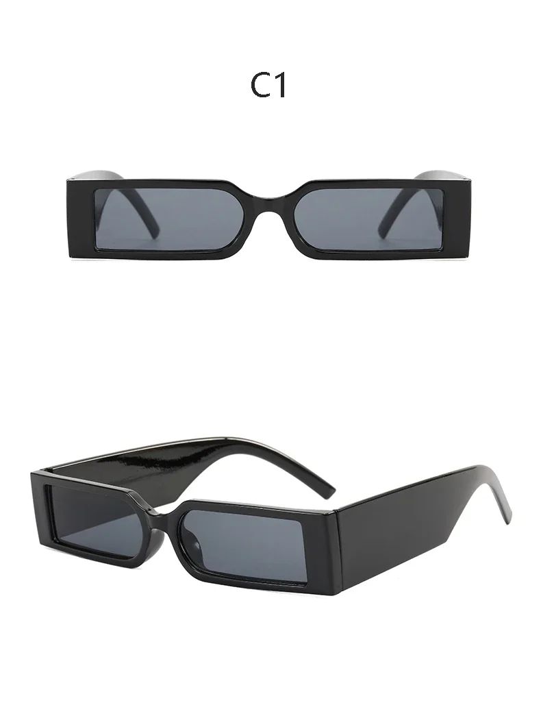 Óculos de Sol Retangulares de Luxo Masculinos Hip Hop Vintage Designer Shades Pretos Pequenos Personalidade UV400