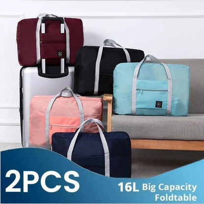 2 Pack Foldable Lightweight Travel Duffel Bag - Water Resistant Carry on Luggage for Overnight Hospital Gym Sports Tote