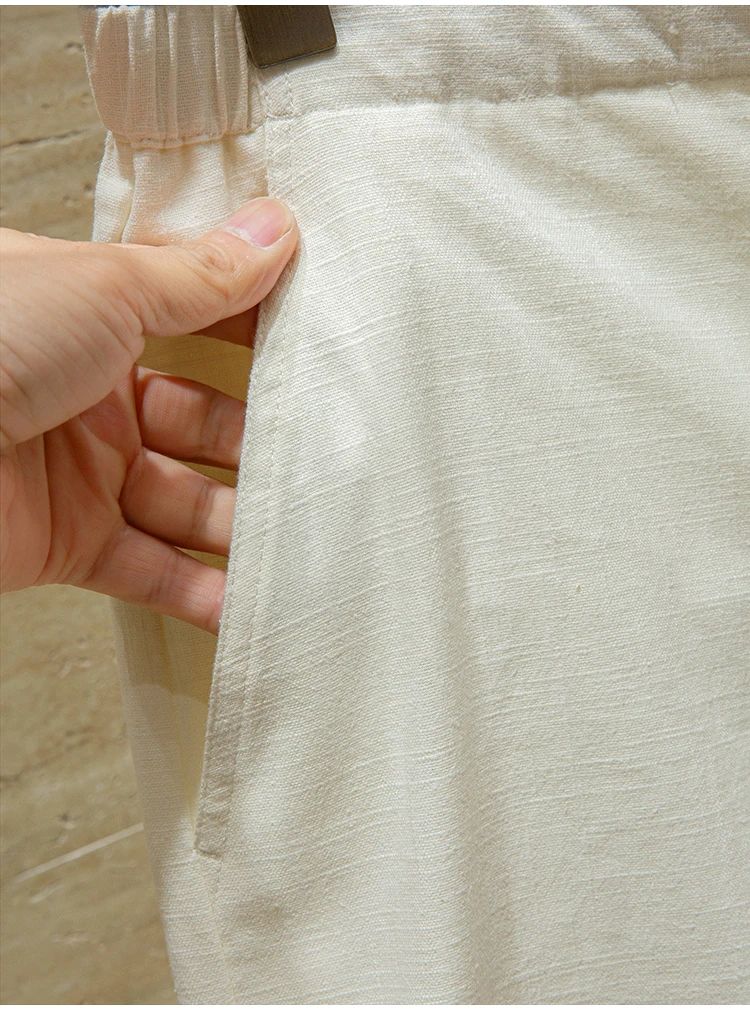 Ramie cotton blend comfortable and breathable summer drawstring casual linen shorts