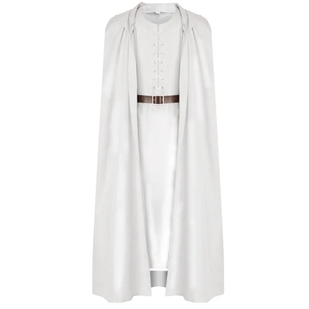 Movie Gandalf Cosplay Costume White Rings Robe Cape Men Fantasia Halloween Carnival Suit