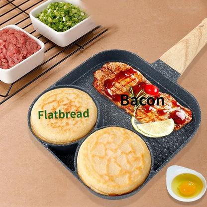 1pc Medical Stone Four-hole Omelette Pot Household Non-stick Flats-bottomed Egg Dumpling Pot Breakfast Egg Burger Frying Pan