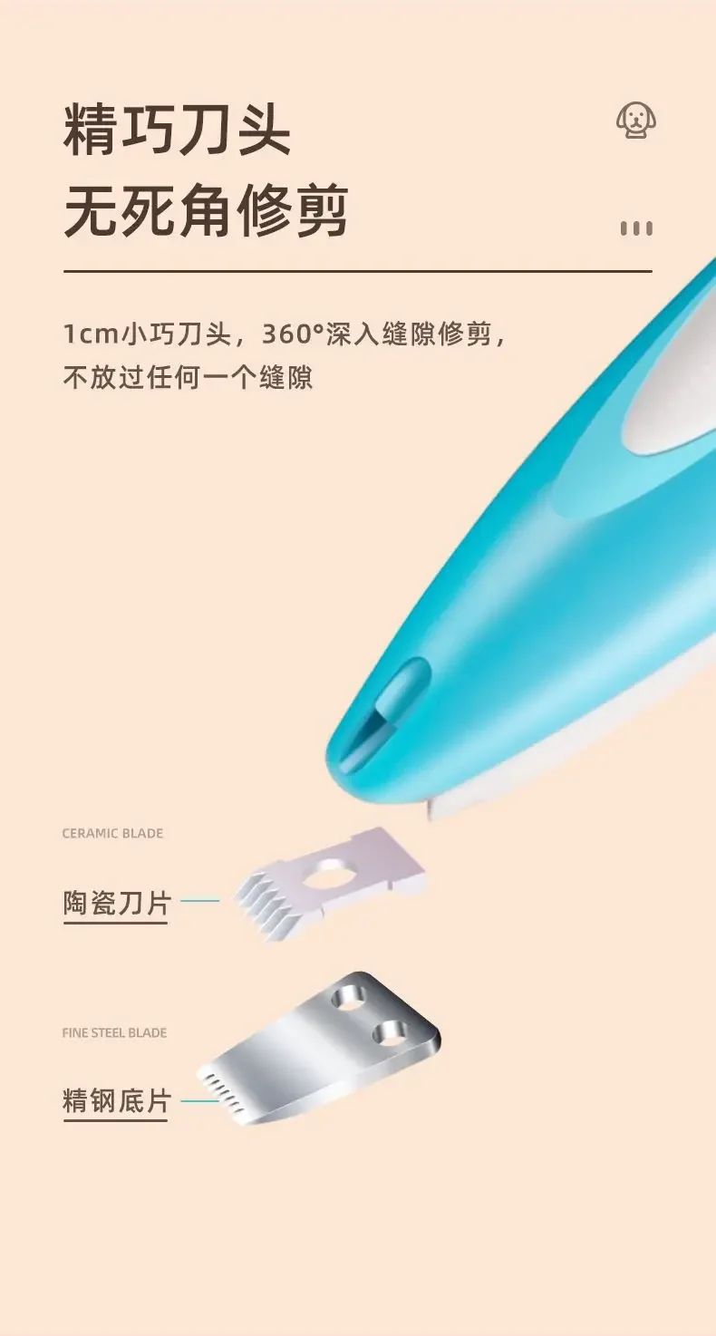 Pet Electric Hair Clipper-Silent Cat/Dog Shaver with Push Scissors, Paw Grooming Tool for Nail & Fur Trimming (Pet Grooming Kit)