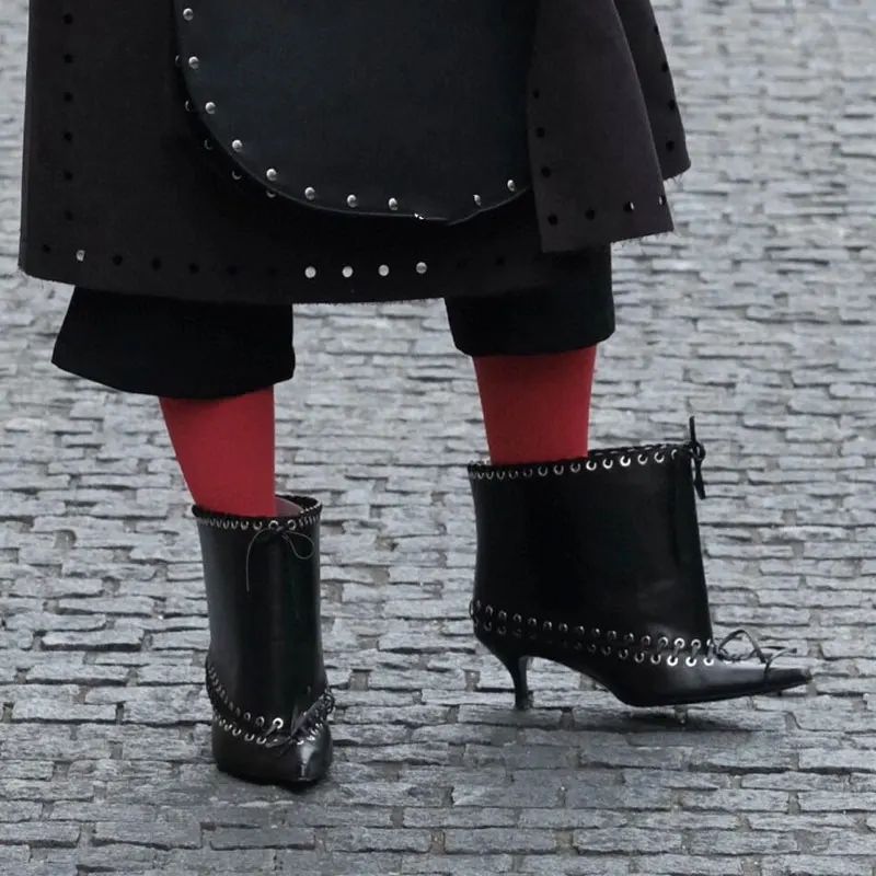 6.5 cm Heel Short Boots Pointed Fashionable Buckle Fashion Versatile Cool Women Boots Women Shoes  Ladies Shoes Botas De Mujer