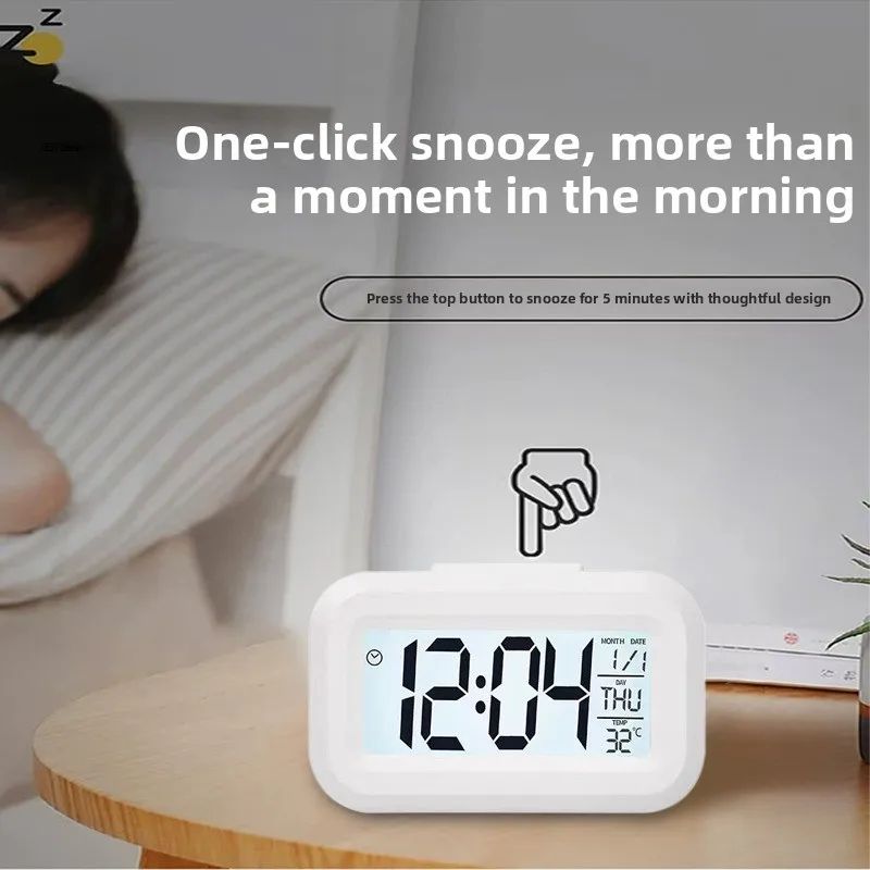 Bedside Table Alarm Clock Date Temperature Function Children's Bedroom Clock Home Offices Desktop Clock Desk Decor Digital Child