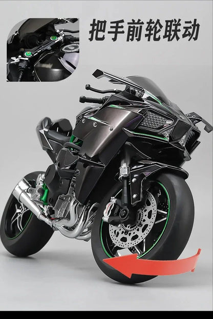 Spray 1:6 para Moto Kawasaki Racing Ninja 500 H2R Simulação de Som e Luz Coleção Infantil de Valor para Presente Exposição Presentes de Natal
