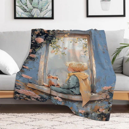 The Little Prince Cartoon Throw Blanket Soft Microfiber Bedding for Winter Picnic Plaid Print King Size