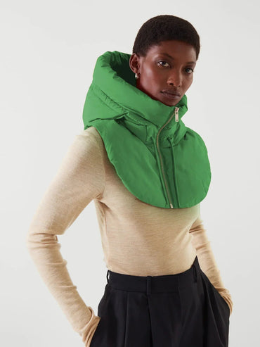 Chapéus com capuz de penas ultraleves de inverno para mulheres e homens Cachecol de anel quente Balaclava Chapéu de pescoço com zíper Cachecol de casaco com cordão Top curto