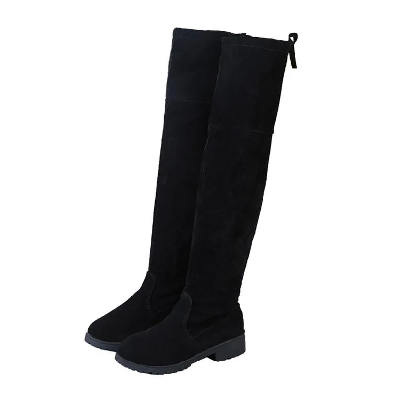 Winter women new knee high boots Outdoor suede antislip shoe Roundtoe casual elastic boot Comfortable fashion ladies shoes Botas