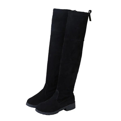 Winter women new knee high boots Outdoor suede antislip shoe Roundtoe casual elastic boot Comfortable fashion ladies shoes Botas