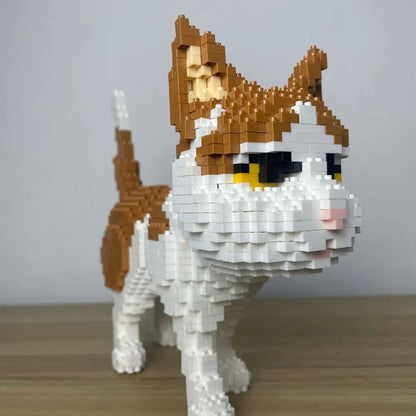 Knew Built Quatro estilos de micropartículas expressivas de blocos de montar de mini-gatos, modelos de laranja e vaca, os favoritos dos entusiastas de animais de estimação