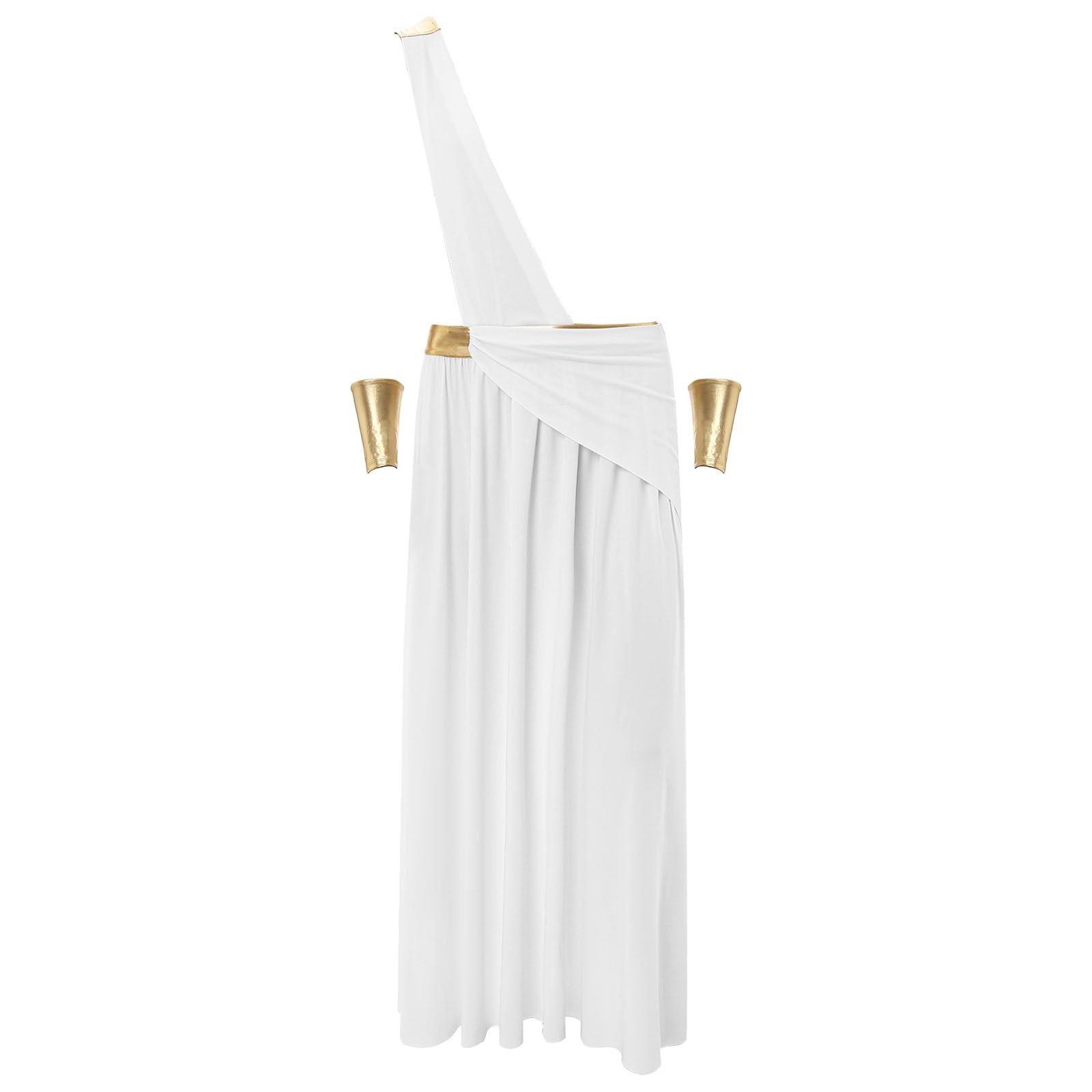Mens Ancient Greek God Toga Gladiator Costume Roman Emperor One Shoulder Sleeveless Robe Halloween Medieval Warrior Dress Up