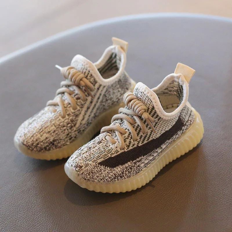 Kids Spring and Autumn Sneakers Soft Breathable Running Knitting Infant Teenage Mesh Sports Boy Girl Lightweight Coconut Shoes