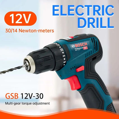 Bosch GSB-12-V30 Furadeira Elétrica a Bateria Parafusadeira Profissional de Impacto Pesado Sem Fio Multifuncional para Uso Doméstico