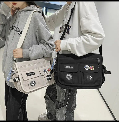 Harajuku Men Nylon Crossbody Bags for Women Messenger Bag Girls School Book Bags Youth Canvas Handbags Shoulder Bag Sac Bolsas