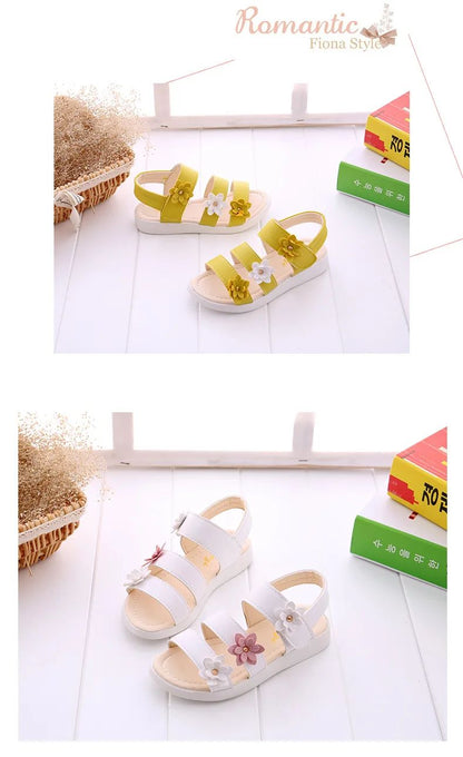 Girls Sandals Gladiator Flowers Sweet Soft Children Beach Shoes Kids Summer Floral Sandals Princess Fashion Cute High Quality