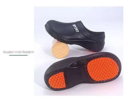 2025 New Kitchen Shoes Non-Slip Oil-Resistant Chef Rain Shoes Restaurant Food Work Shoes Comfortable EVA Material for Men