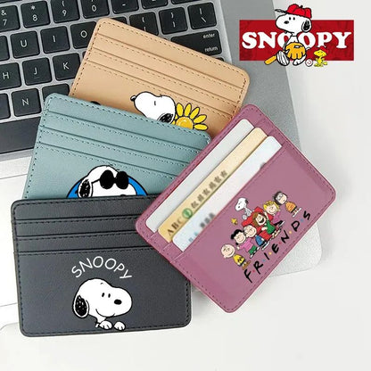 Bolsa Moedeiro Snoopy Peanuts Anime Porta Cartão de Crédito Passaporte Carteira de PU Capa para Cartões de Identificação Bolsa Presente de Aniversário para Crianças Homens Mulheres