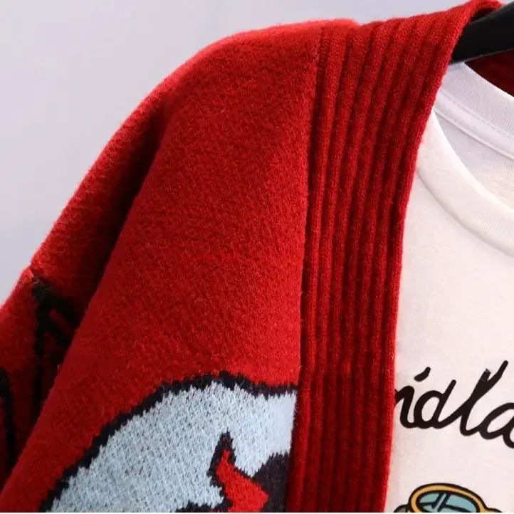 Suéter Disney Pato Donald Anime Desenho Animado Casaco Feminino Outono/inverno Cardigã Solto Suéter de Malha Blusa Presente para Menina