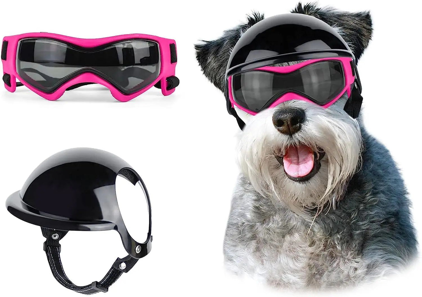 ATUBAN Capacete e Óculos de Sol para Cães Pequenos, Óculos de Proteção UV para Cães Médios, para Cães Dirigirem ao Ar Livre e Passearem