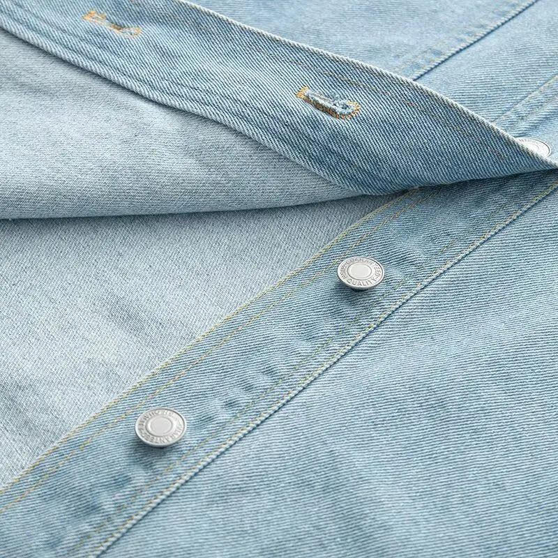 Retro Washed Loose Long Sleeve Women's Denim Shirt Vintage Workwear Style Button up Casual Outerwear from Mainland China