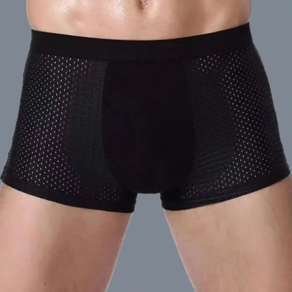 Men Breathable Boxers Ice Silk Mesh Men's Boxers Soft Breathable Underwear with Moisture-wicking Technology U Design for Comfort