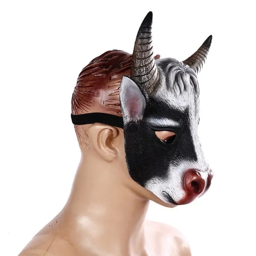 PU Foam 3D Realistic Animal Cow Head Mask Carnival Easter Party Performance Prop Half Face  Halloween Mask Cosplay Mask