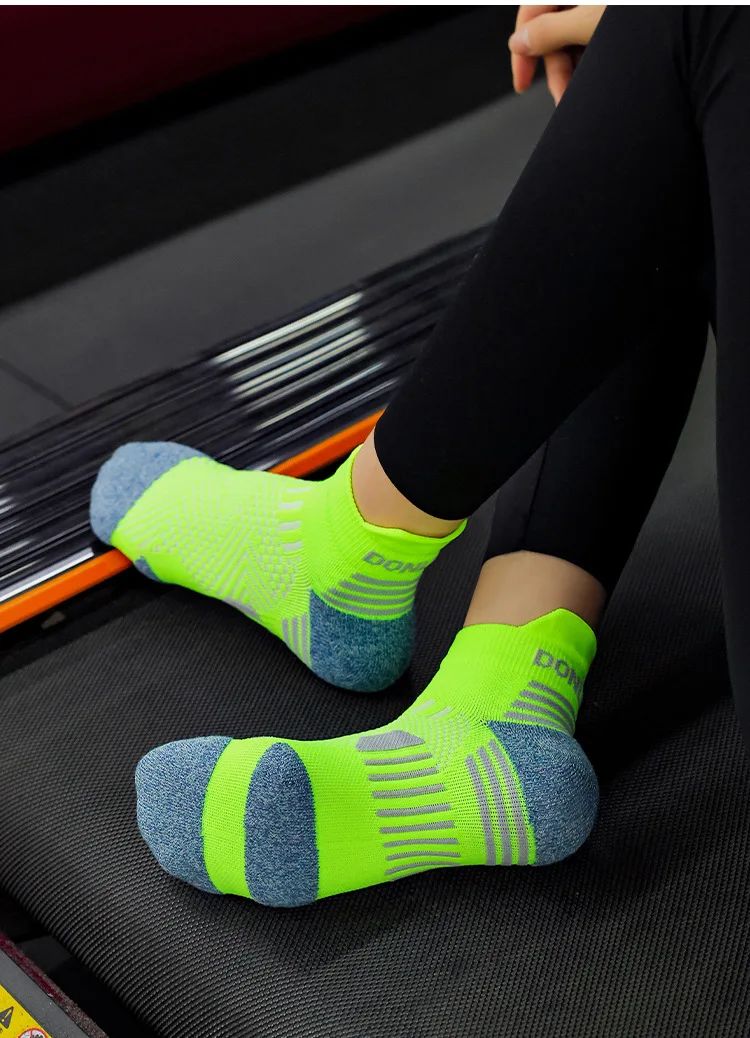 3 Pares Meias de Corrida de Maratona Masculinas Femininas Profissionais Esportivas Tornozelo Fitness Tubo Acolchoado Engrossado Baixo Cano Curto Barco Meias