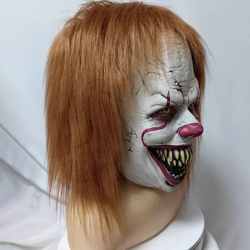 BeauNook Halloween Horror Clown Pennywise Mask Head Set in Europe and The United States New Spirit Clown Latex Mask Mardi Gras