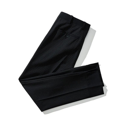 Calça Casual Masculina Listrada Preta Nova de Verão 2025, Calça Slim da Moda na Altura da Panturrilha, Tamanhos 28-35