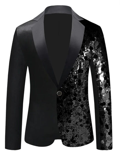 New Men Luxury Sequin Suit Jacket Silver / Gold Fashion Singer Bar KTV Dance Party Stage Performance Dress Blazers Coats