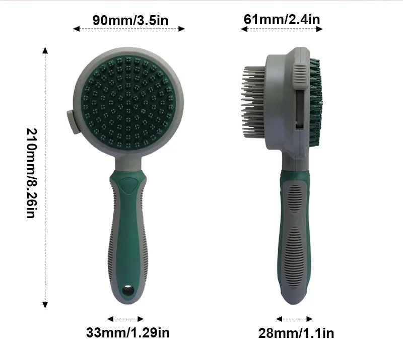 Cat Hair Removal Pet Brush Double Sided Massaging Retractable Self Cleaning Soft Pet Grooming Brush with Handle Pet Loose Hairs