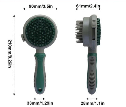 Cat Hair Removal Pet Brush Double Sided Massaging Retractable Self Cleaning Soft Pet Grooming Brush with Handle Pet Loose Hairs