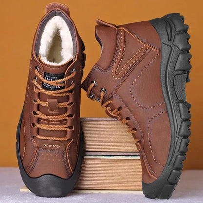 2025 Quente Venda Inverno Novo Sapatos de Algodão Mais Lã Grossa Casual Sapatos Esportivos Masculinos Tênis Cano Alto de Couro Moda Botas de Neve