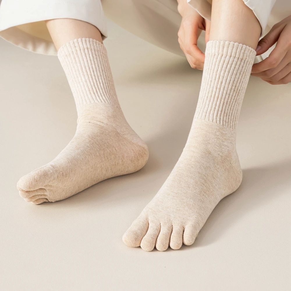 4 Pairs Women Toe Socks Five Finger Socks High Quality Cotton Autumn Spring Middle Tube Sports Socks with Separate Fingers