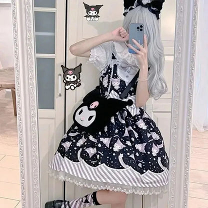 Cartoon My Melody Lolita Dress Kawaii Fashion Bow Lace Dress Printed Princess Dress Halloween Versatile Christmas Gift for Women
