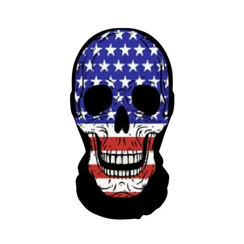 Halloween Skeleton Mask Elastic Mesh Hood Scary Party Cosplay Prop Breathable Face Cover Hood