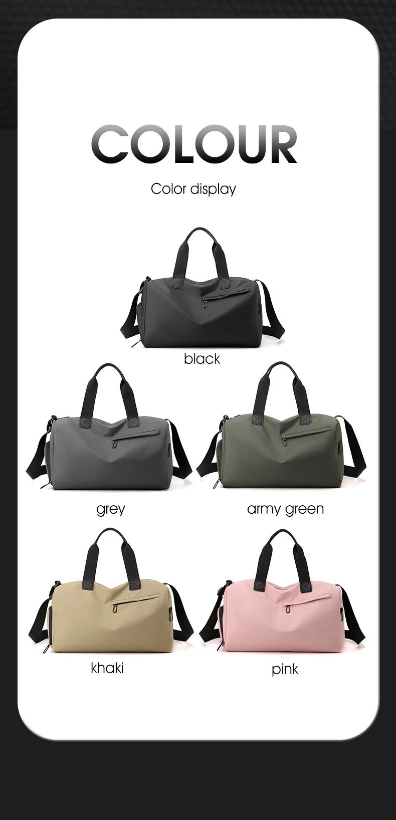 Zipper Large Capacity Oxford Travel Bags Solid Fitness Bags Thickened Fabric High Capacity Waterproof Luggage Sports Bags