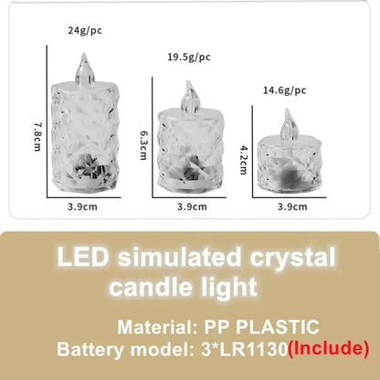 LED Crystal Candle Light with Battery Flameless Candle Light Electronic Night Lamp Dating Party Holiday Home Wedding Decoration