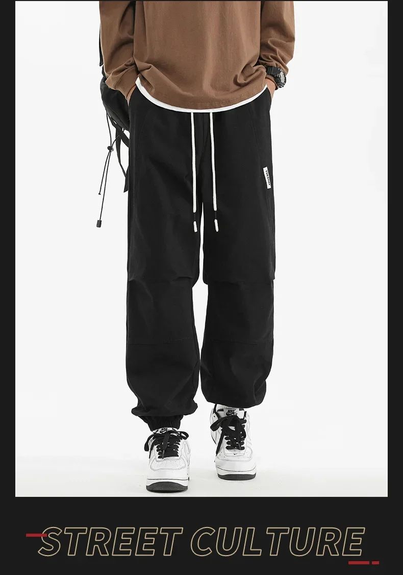2024 M-5XL Calça Masculina de Algodão e Cânhamo Primavera e Outono Nova Calça Larga com Cordão Calça Saruel Harem Calça Casual Japonesa