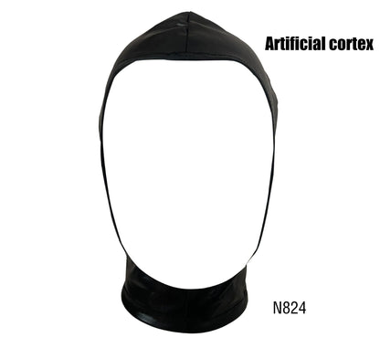 Women Mens Latex Face Mask Bronzing Cloth Open Mouth and Eye Glued Head Cover Couples Adult Face Mask Hood for Role Play Costume