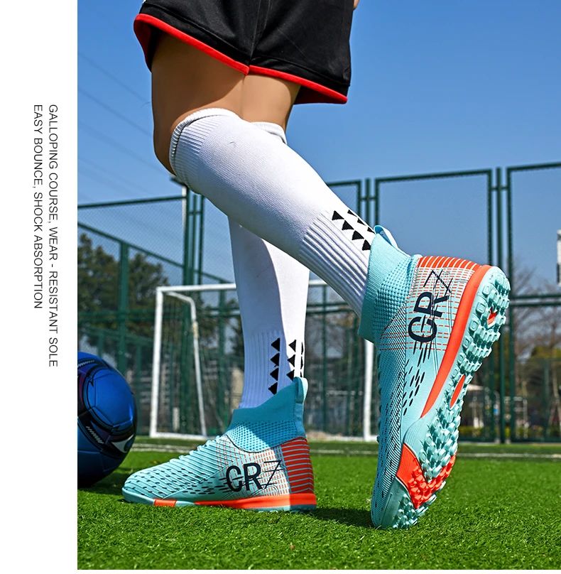 New Men Soccer Shoes High-top Futsal Cleats Sneakers Football Boots Grass High-quality Non-Slip Match Indoor Hot-selling FG/TF